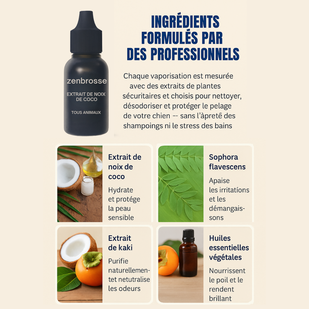 ZenBrosse Pro – Brosse vapeur apaisante pour animaux.