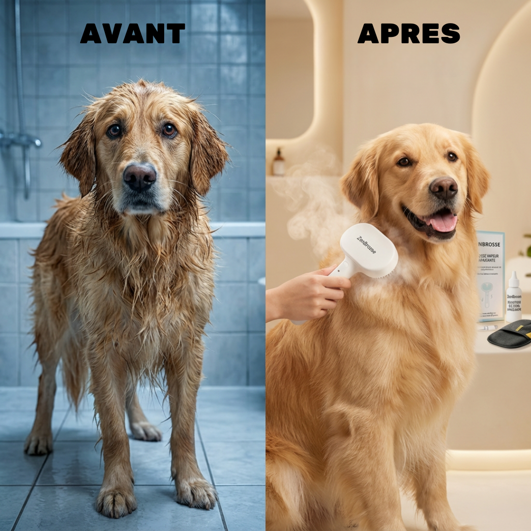 ZenBrosse Pro – Brosse vapeur apaisante pour chien