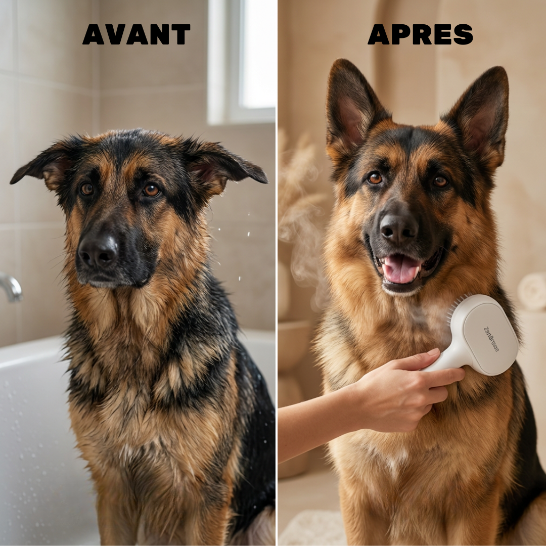 ZenBrosse Pro – Brosse vapeur apaisante pour chien