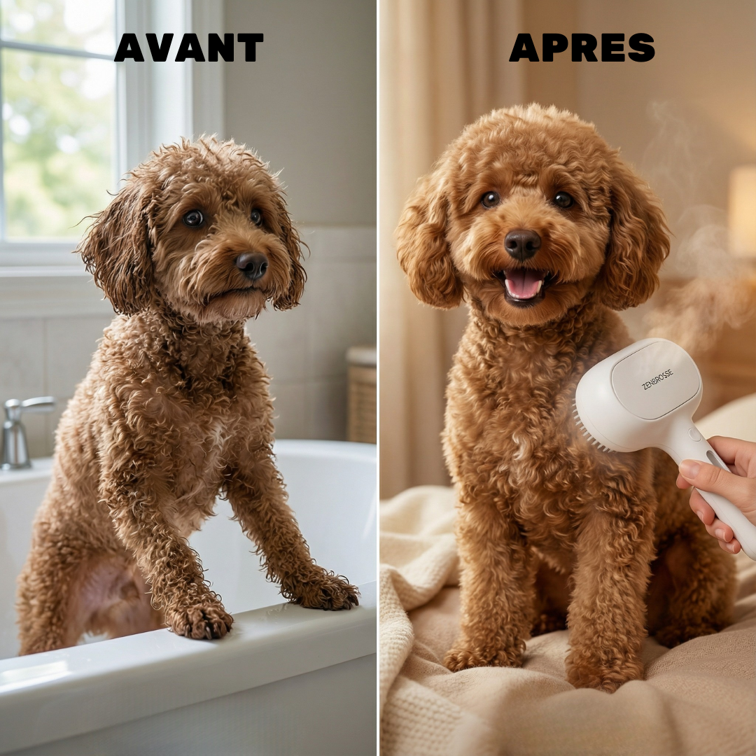 ZenBrosse Pro – Brosse vapeur apaisante pour chien