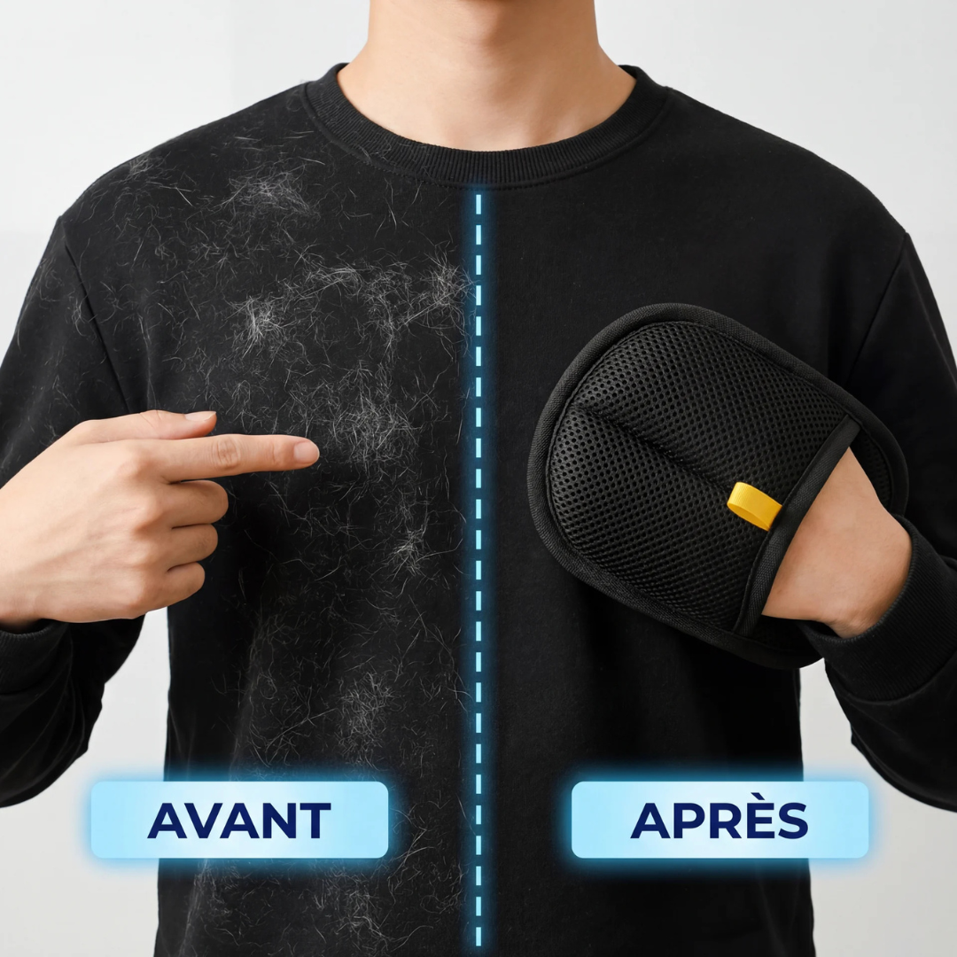 Gant anti-poils avec double brosse électrostatique