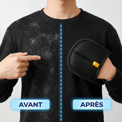 Gant anti-poils avec double brosse électrostatique