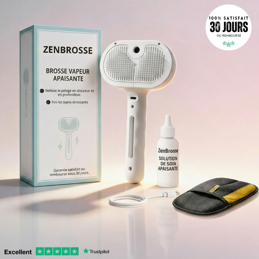 ZenBrosse Pro – Brosse vapeur apaisante pour chien