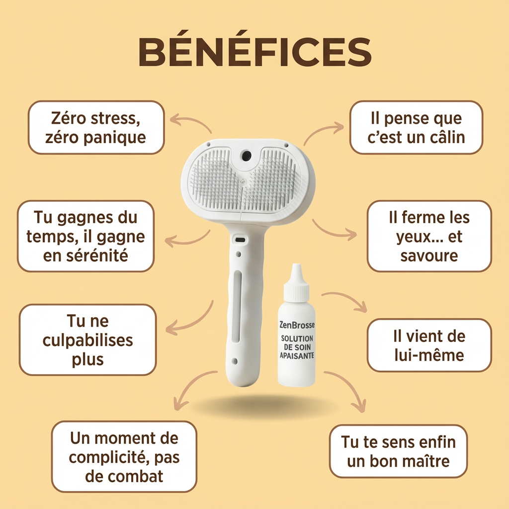 ZenBrosse Pro – Brosse vapeur apaisante pour chien
